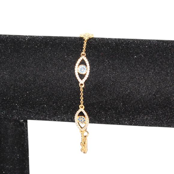 Evil Eye Nazar Bracelet Gold Tone w/ Crystals - Picture 5 of 7